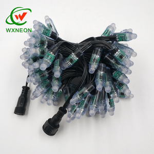 Black Wire WS2811 12mm 12V Diffused Digital Full Color LED Pixel String Light Waterproof 50pcs - Product Image 1