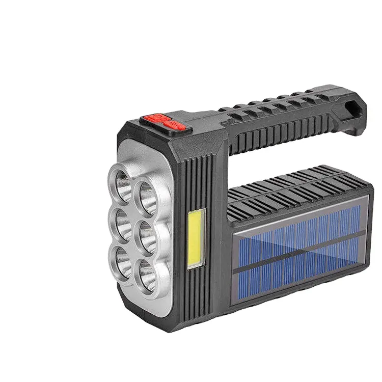 Mehrfunktional ABS-Material USB-Aufladung wasserdichte Hand-Taschenlampe 6LED COB Solarpanel-Taschenlampe super hell