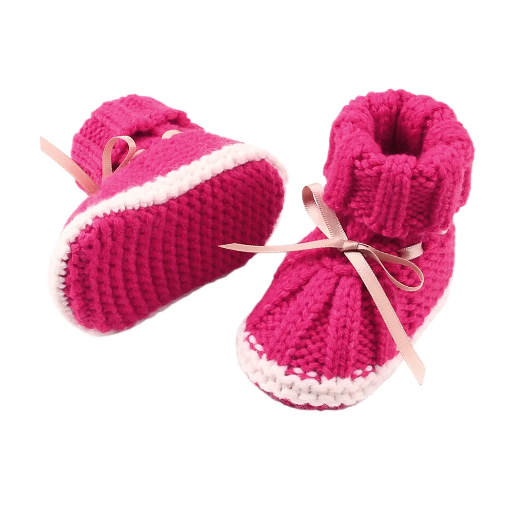 Chaussures pour bébé en maille, nouvelle collection hiver, confortables, bottes souples, garde au chaud, dentelle tricotée, vente en gros