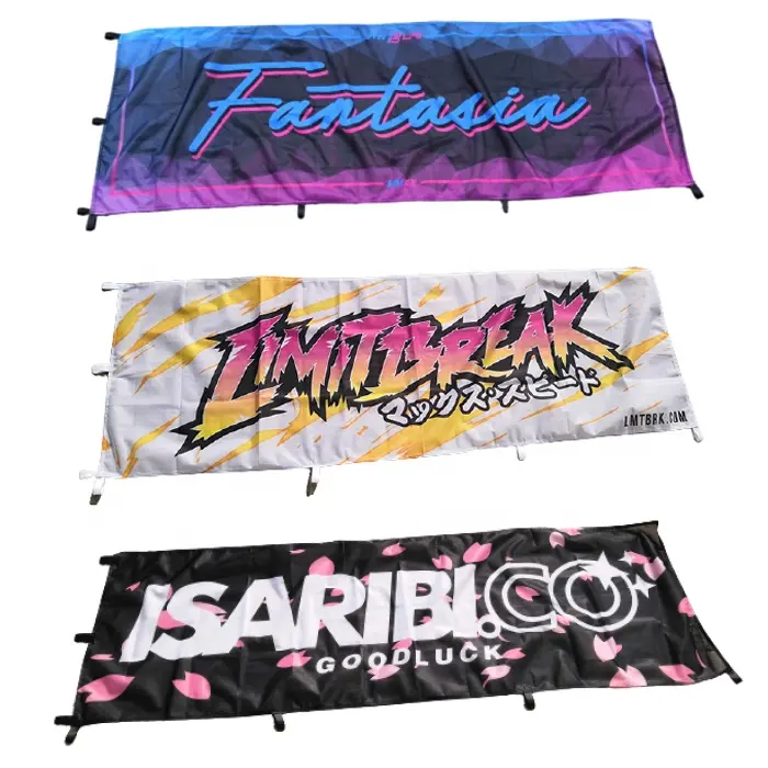 2023 nouveau produit 180x60cm Sublimation Logo numérique impression Polyester tissu Commerce sport personnalisé Nobori drapeaux et bannières