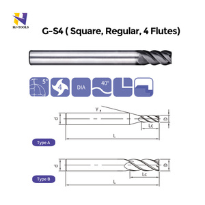 Toptan 4-Flute kare sonu karbür freze makineleri üzerinde grafit için freze kesicisi frezeler kesiciler kutu ambalaj - Product Image 2