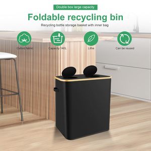 Cesta de almacenamiento de botellas vacía plegable Contenedor de recolección de botellas de depósito con 2 compartimentos Almacenamiento de reciclaje - Product Image 4