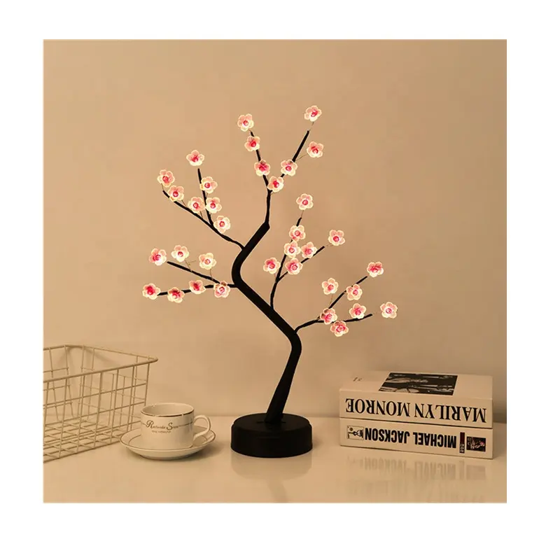 Led Kirschblüten baum 45cm Led Bonsai Baum Fee Licht Baum Lampe Batterie USB Künstliche Weiß Silber Zweige