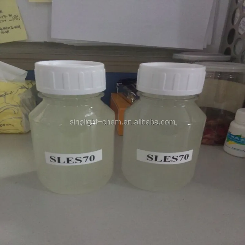 Lauryl Ether de sodio (2EO) Sulfato 70%, utilizado en la fabricación de champús y preparación de espuma para el baño, artículos de aseo y limpieza