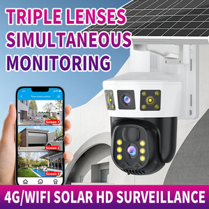 Sim kart GÜNEŞ PANELI çift kamera Lens 3 ekranlar açık 4K 4G ağ kablosuz IP ev güvenlik 4g PTZ güvenlik kamerası - Product Image 4