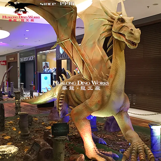 Centre commercial populaire grand dragon modèle grandeur nature animatronique dragon