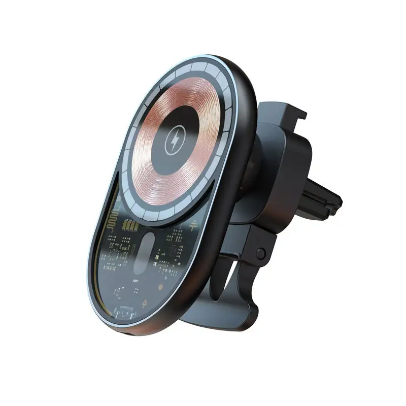 Cargador de montaje de coche magnético de 15W de diseño fresco Popular para iPhone Cargador de ventilación universal inalámbrico para accesorios de coche de iPhone