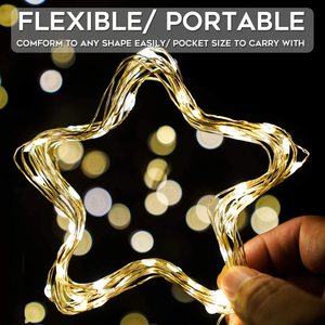 銅線ストリングライトフェアリーストリングライト8モードLEDストリングライトバッテリー駆動リモコン付きツリーデコレーション用 - Product Image 3