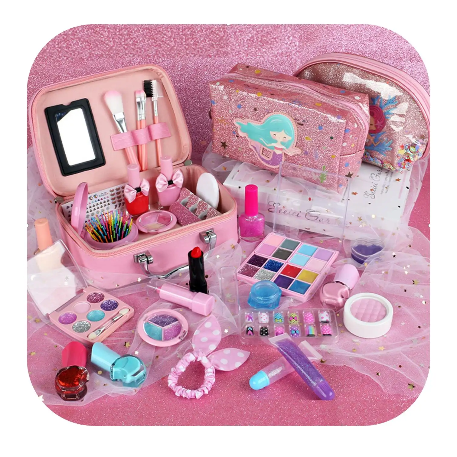 MI bambine Kit trucco giocattoli per ragazze da 9 a 12 Makeup per bambini tavolozza ombretto Set di smalto per il trucco per bambini ragazza