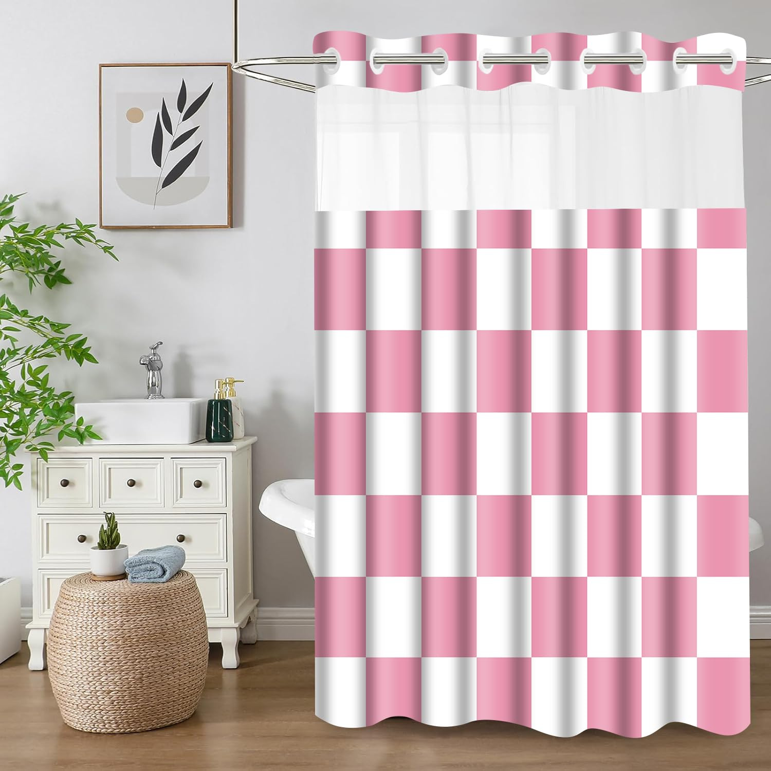 Pink and white plaid