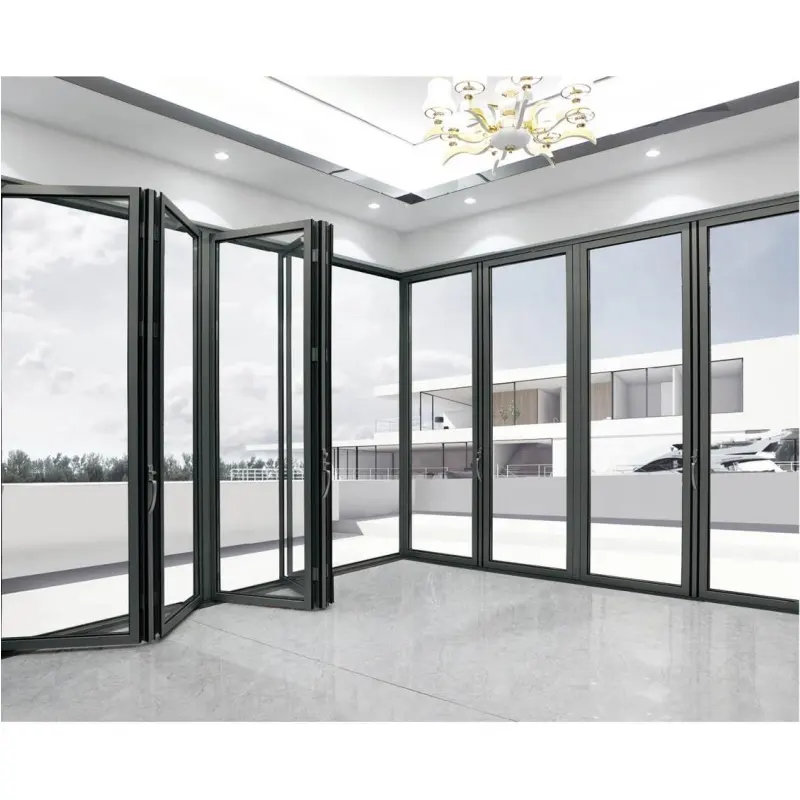 Portes Rideau en verre Terrasse Portes coulissantes en aluminium Intérieur Cloison Aluminium Pliable Acier inoxydable Moderne