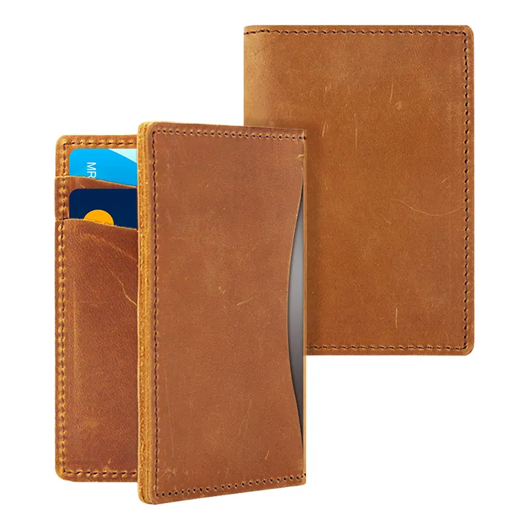 Custom Men's Thin Wallet Double Fold Front Bag RFID Leather Credit Card Wallet Card Holders For Men Slim Wallet