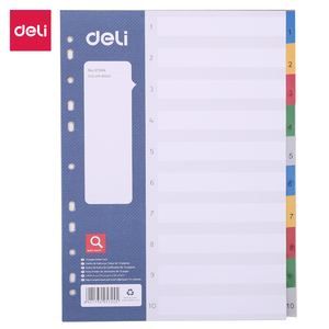 Deli E5724A #<strong>sheets</strong> Paper File Dividers #A4-10 Pages High Resistance 0.13mm PP Number Sorting Long Lasting Use Portable - Product Image 1