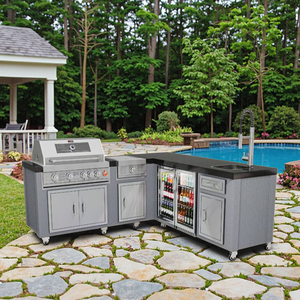 Modular ngoài trời tủ bếp với bồn rửa bếp duy nhất cửa cơ thể + đá cẩm thạch cho BBQ grills đi kèm với refrirator vòi nước - Product Image 1