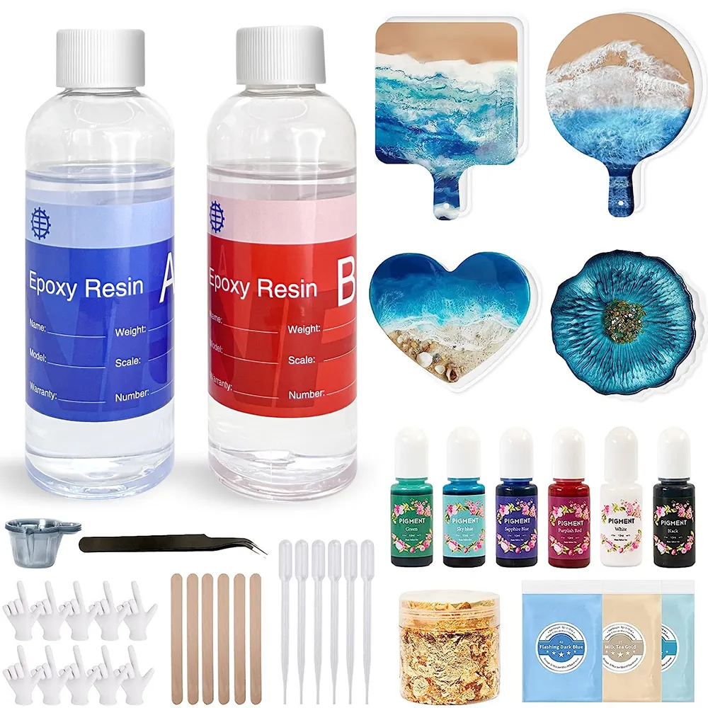 Kit de démarrage en résine époxy cristal de Offre Spéciale bijoux à bricoler soi-même moule en Silicone 24 pigments de couleur pour l'art résine époxy paquet d'outils d'artisanat résine