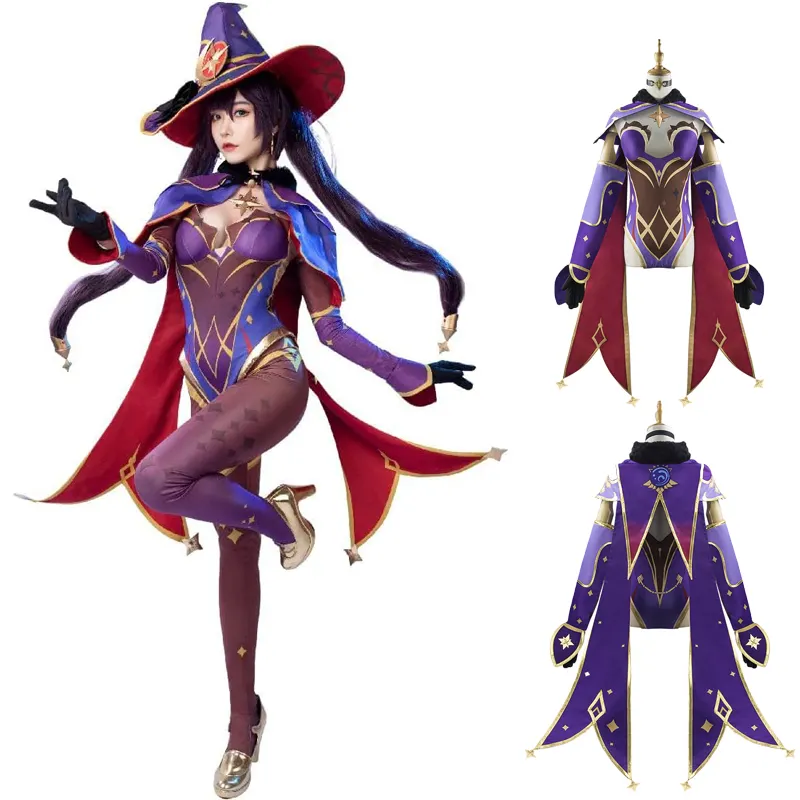 Traje de anime para palco de anime fantasia de jogo de cosplay Genshin Impacto Mona Halloween menina Carnaval Festa