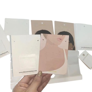 定制印刷小卡低价珠宝项链耳环纸卡背面软聚氯乙烯口袋 - Product Image 1