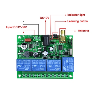 <strong>Wireless</strong> 4CH Remote <strong>Controller</strong> LED Light Switch <strong>Relay</strong> <strong>Output</strong> Radio RF Remote Control 433Mhz Receiver-ABIU - Product Image 5