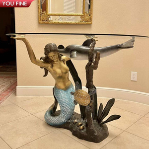 Tùy Chỉnh Nổi Tiếng Đồng Động Vật Biển Bạch Tuộc Cơ Sở Điêu Khắc Kính Hàng Đầu Cuối Bàn Cà Phê Cho Bán - Product Image 2