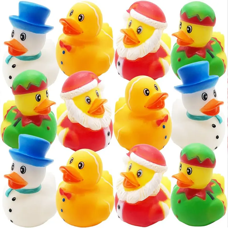 Promotional Gift Rubber Duckies Toy Floating Xmas Themed Duck Bathtub Pool Toys Squeaky Rubber Duck