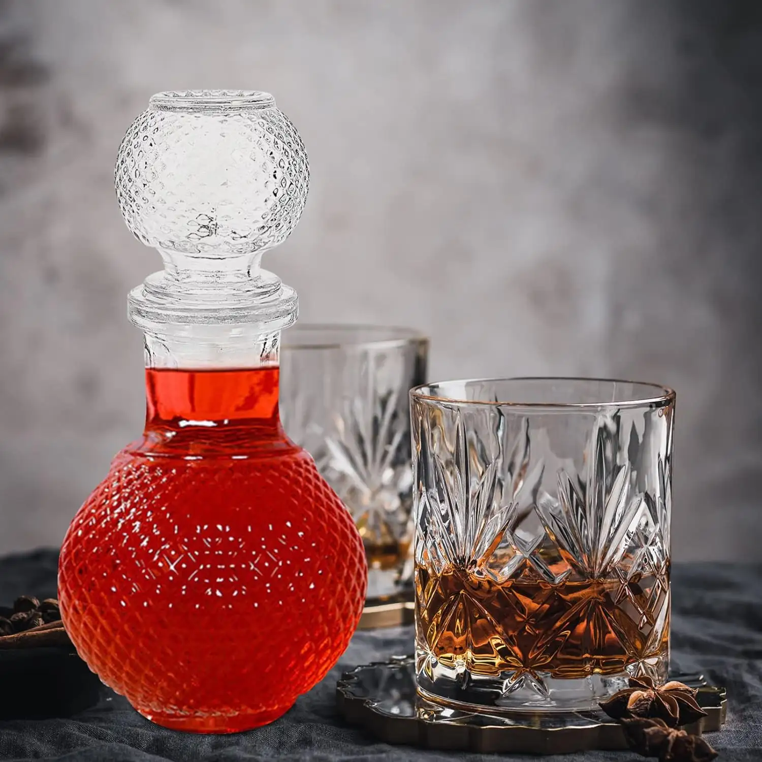 Caliente 2023 venta al por mayor 50ml Mini Vodka whisky Brandy muestra vacía decantador de vino botella de vidrio de licor