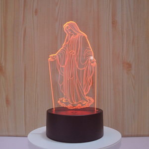 โคมไฟ3D ภาพคริสเตียนที่สวยงามไฟ LED สำหรับกลางคืนพร้อมเซ็นเซอร์สัมผัสฐาน ABS การตกแต่งภายในที่ยอดเยี่ยม - Product Image 3