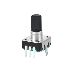 自動車用アンプ用ロータリーエンコーダーEC12ハンドル長15mm 24パルスプッシュボタンスイッチ付き - Product Image 1