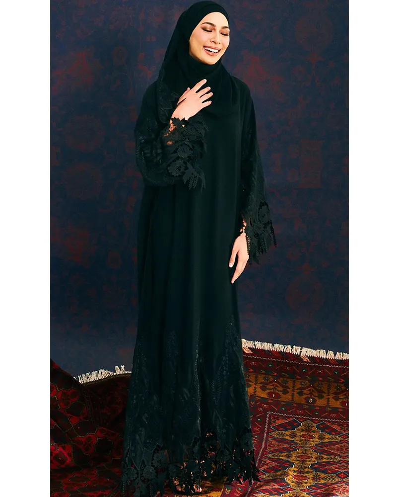 भारी उद्योग फीता मुस्लिम महिलाओं दुबई Niqab कढ़ाई Khimar बुर्क़ा मध्य पूर्व Jubah Muslimah के साथ कपड़े Abaya हिजाब