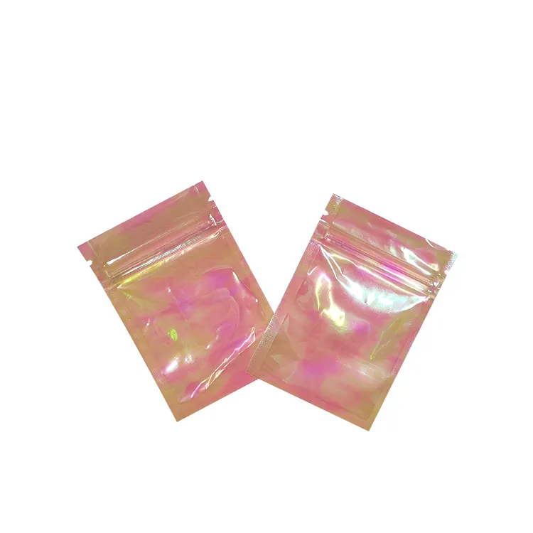 Sacchetti olografici a prova di odore con Mini cerniera trasparente Laser chiusura a Zip imballaggio richiudibile sacchetto decorativo per gioielli