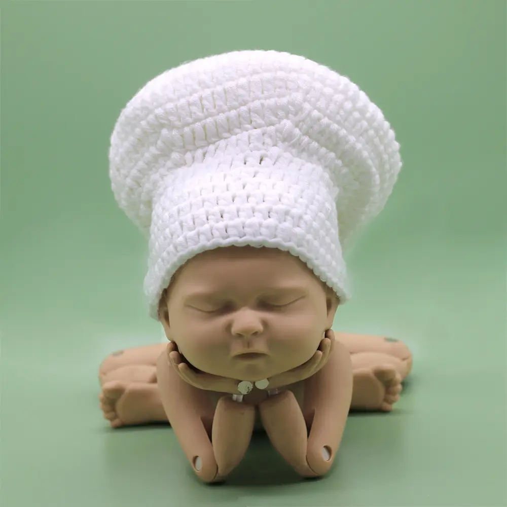 Adereços de fotografia para bebês, boné de chef recém-nascido, foto, shoot, crochê, fantasia infantil, chapéu de malha