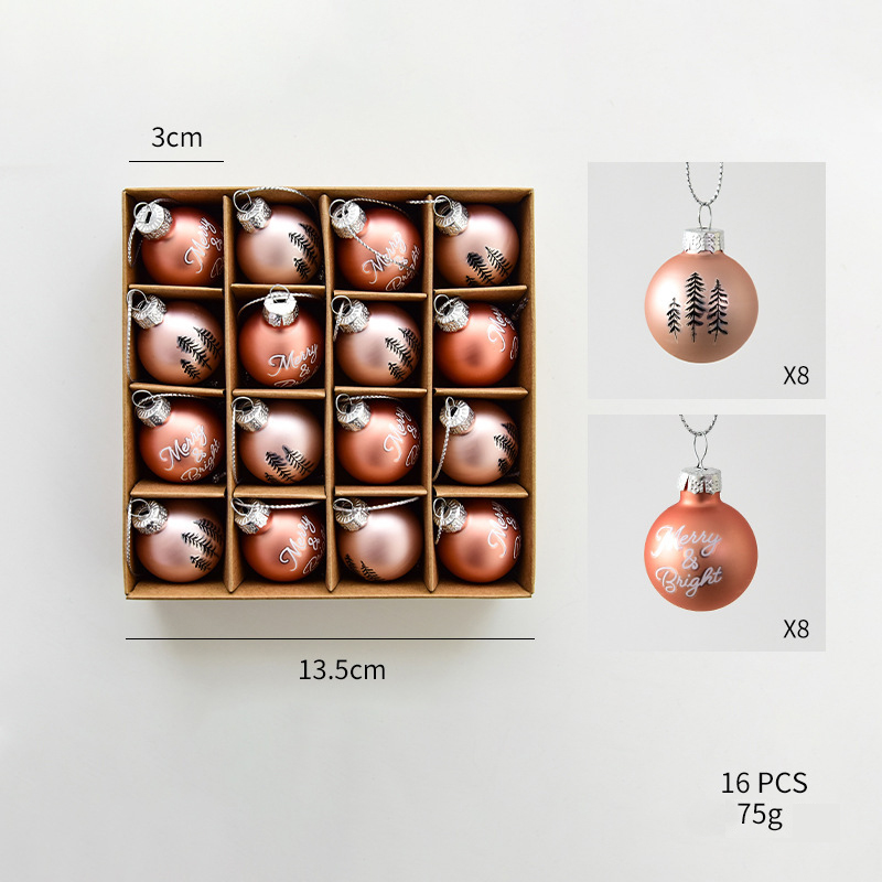 Ensemble de boules de Noël arbre imprimé or rose 3CM