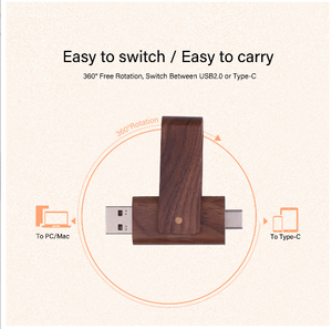 2-in-1 USB C 2.0 Cle木製OTG USBフラッシュドライブマイクロキー32GB 64GB 128GBタイプC iPhoneおよびAndroidデバイスに対応 - Product Image 5