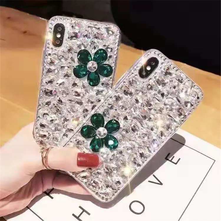 Şık lüks tam kapak 3D bling elmas taklidi telefon iphone için kılıf x/xs xr max 11 pro el yapımı telefon kılıfları