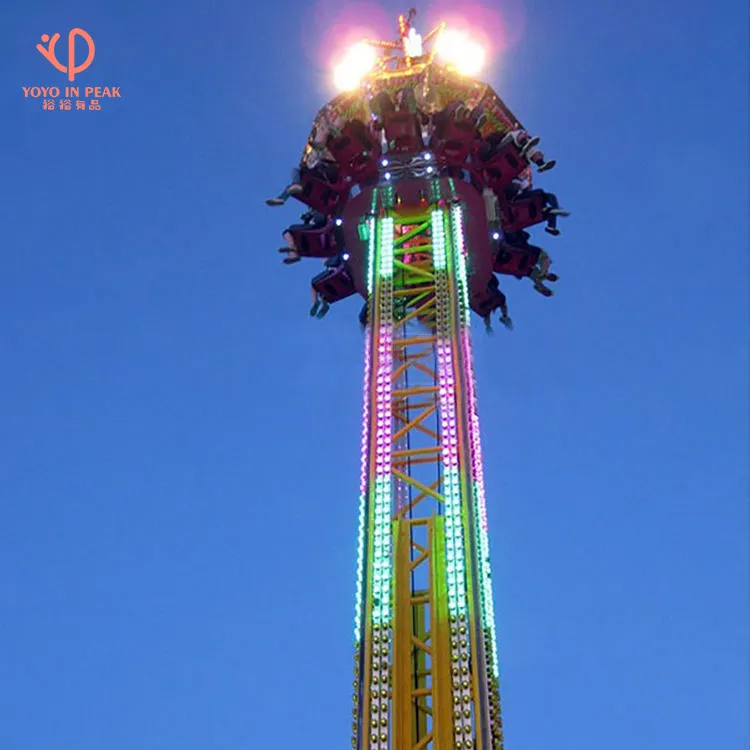 Customized Amusement Park Attractive Park Rides Thrill Adults Amusement Ride Rotating Free Fall Drop Tower Ride For Sale