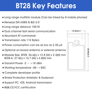 Módulo Bluetooth con integración de esclavo maestro, puerto serie Uart, Comando AT, rango de transmisión de 70m, módulo DA14535 BLE 5,3 - Product Image 2