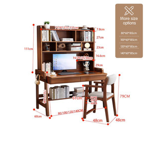 Mesa de ordenador multifuncional de color nogal para oficina en casa, escritorio de estudio de madera ajustable con cajones y estantería - Product Image 1