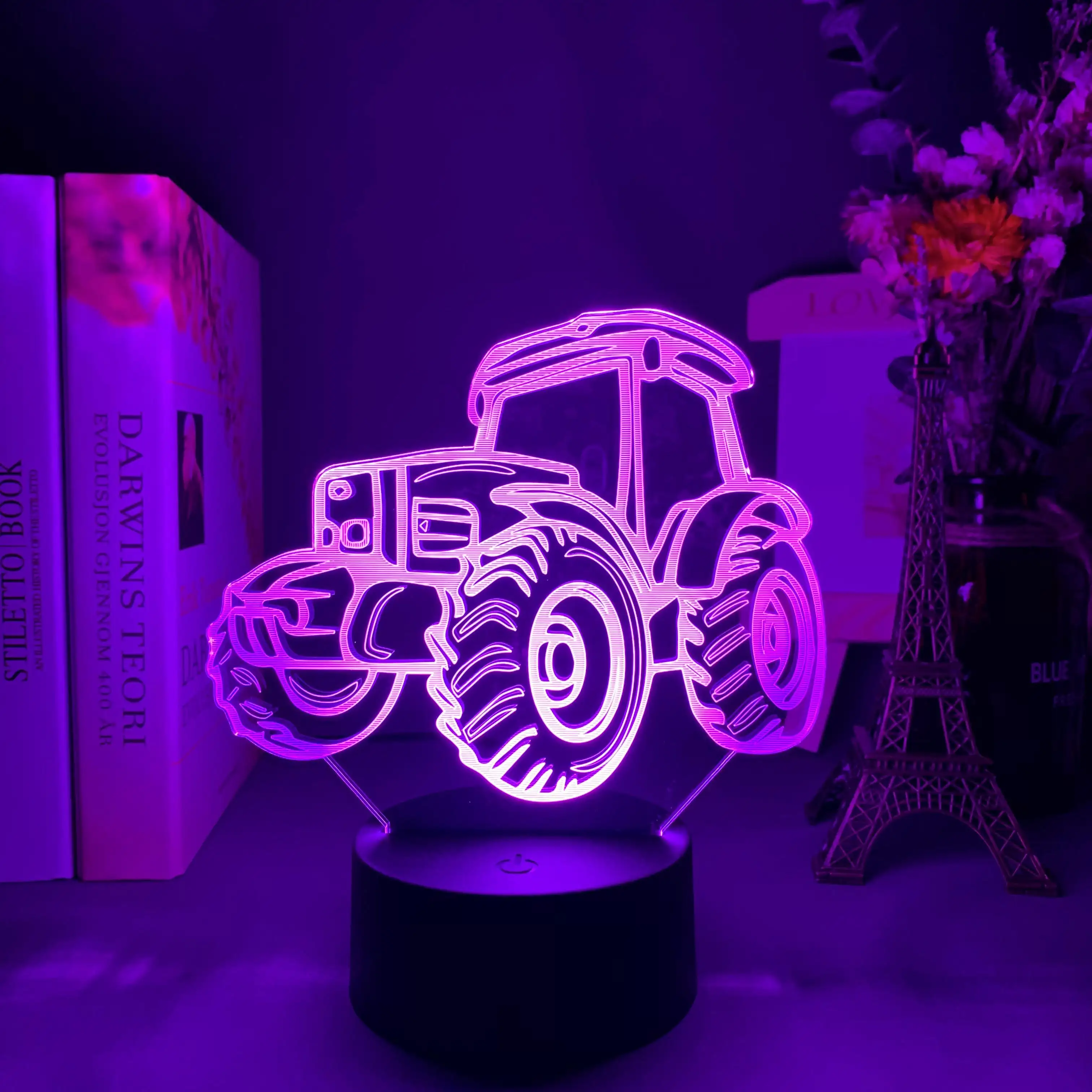 Cool trattore 3D ottico luce notturna per bambini Led Touch Sensor telecomando cambia colore luce notturna per la decorazione domestica lampada da comodino auto