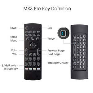 MX3 ratón de aire 2,4G inalámbrico Mini teclado inalámbrico Teclado retroiluminado Control remoto por voz de Google Vcice Control LR de aprendizaje - Product Image 5