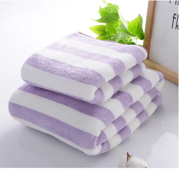 Ensembles de serviettes de bain en velours corail ultra doux Serviette de bain spa carrée très absorbante et écologique