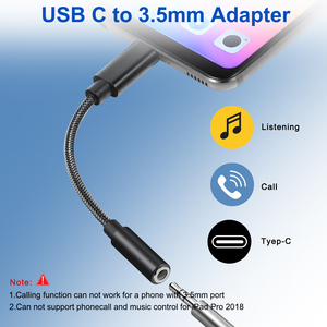 工厂OEM C型至3.5毫米耳机尼龙护套音频适配器 - Product Image 3