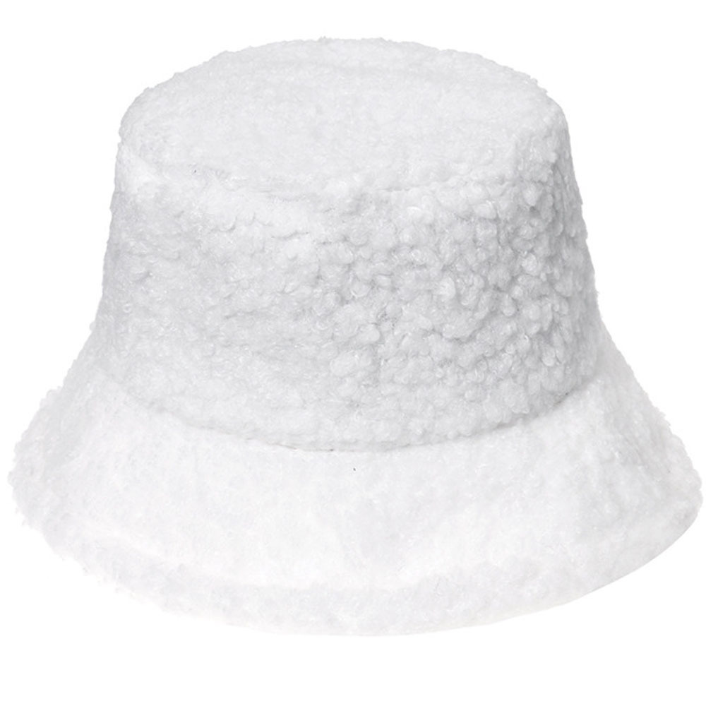 Cappello da secchiello in pile di orsacchiotto di lana d'agnello 5