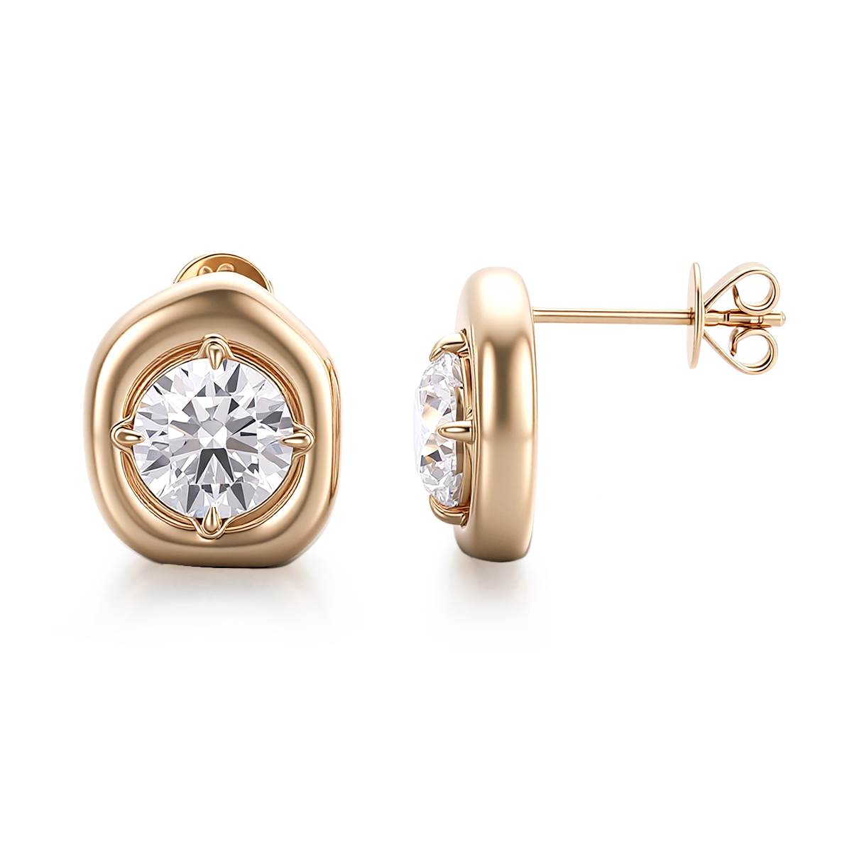 Boucle d'oreille en or jaune 10 carats avec diamant de laboratoire