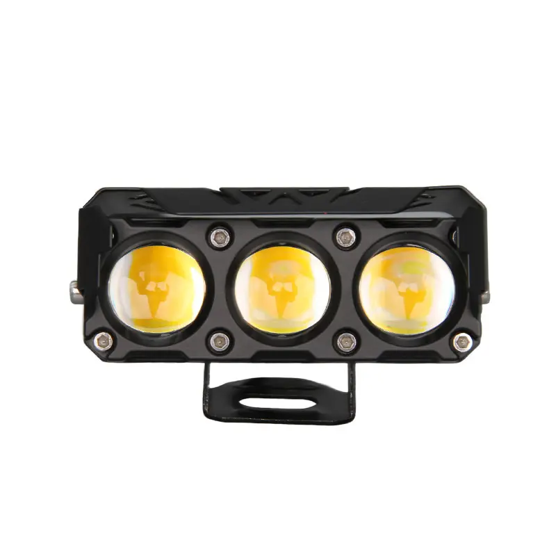 أضواء LED مزدوجة اللون للدراجات النارية عدسة كشاف إضاءة مساعدة للقيادة مصباح ضباب السيارة سهل التركيب فائق السطوع