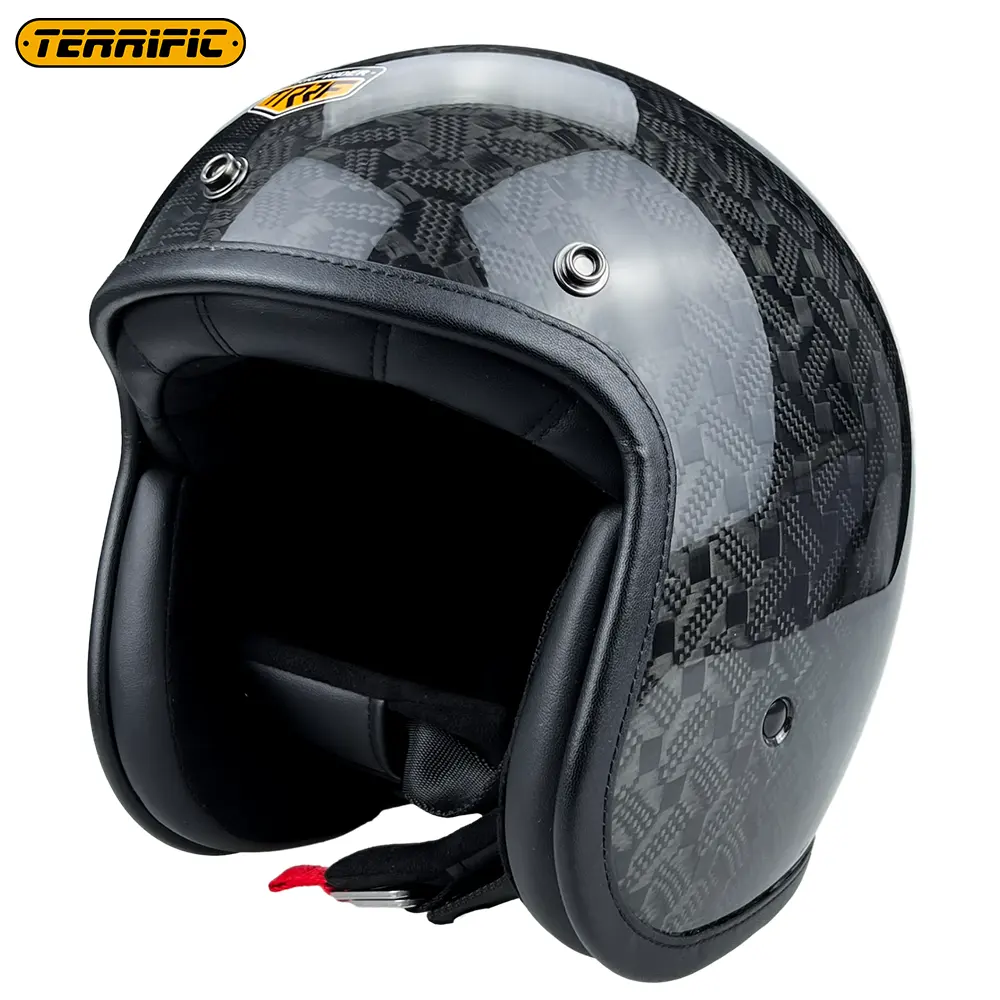 Atacado De Novos Recursos half face carbon fiber open aprovado crianças motocicletas retro capacetes Com Melhor Preço