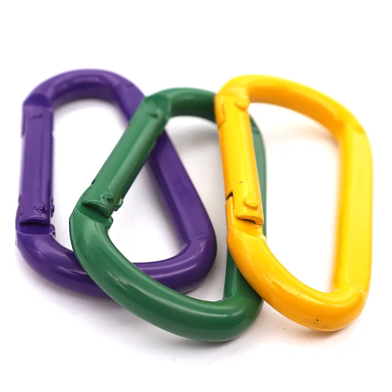 Colorful Painting Black Steel 8x80 D Oval Shape Snap Swivel Carabiner Hook Keychain Secure Locking Clip for Yoga Climbing