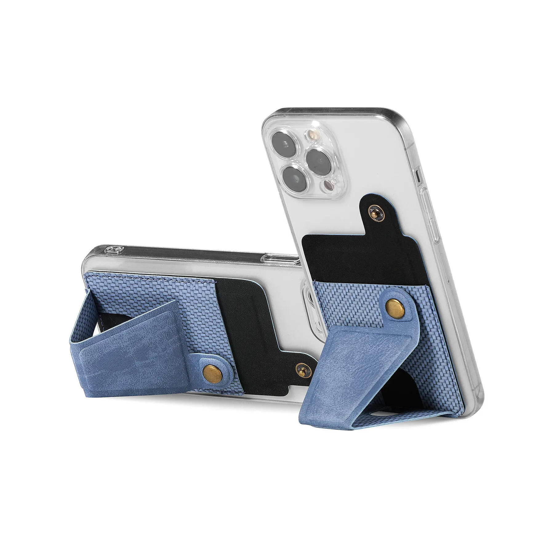 New Multifunction Bracket Insert Card Magnetic Buckle Phone Card Bag Card Sleeve Back Sticker Glue PU Leather Nano