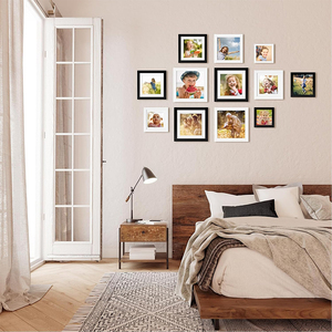 8x8 Black Square Wood Photo <strong>Frames</strong> with Plexiglass for Picture <strong>4x4</strong> with <strong>Mat</strong> or 8x8 Without <strong>Mat</strong> for Table Top and Wall Mounting - Product Image 3