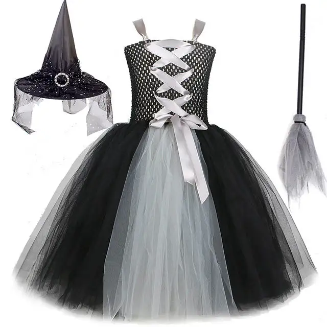 Sıcak satış tatil giysiler çocuk siyah beyaz cadılar bayramı önlüklü elbise çocuk Cosplay kostüm prenses ck