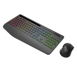 Combo de ratón y teclado inalámbrico retroiluminado recargable de 2,4G con soporte para tableta de teléfono, combo de teclado y ratón silencioso para oficina