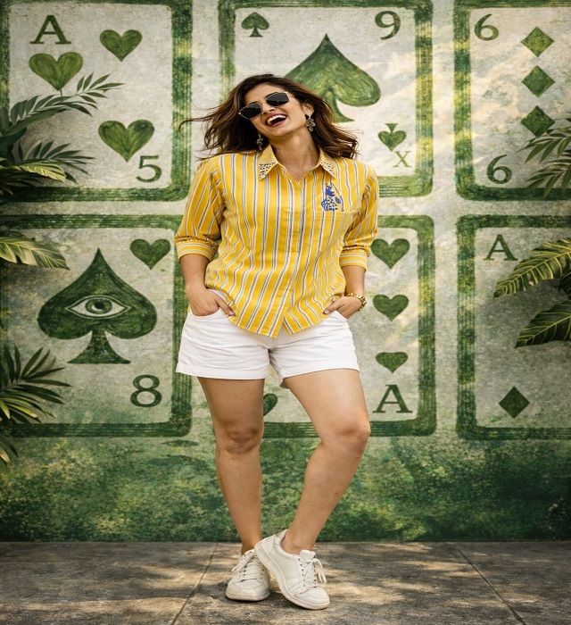 Mustard Yellow with White Stripes